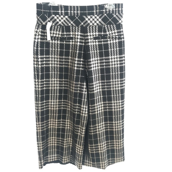 New York & Co. Black & Silver Plaid Palazzo Boot Cut Pants NWT - Picture 2 of 8